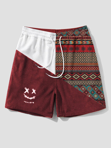 Geo Funny Face Pattern Shorts