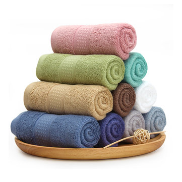 

KCASA Pure Color Bath Towels Long Stapled Cotton Beach Spa Thicken Super Absorbent Towel Sets, Green blue pink coffee brown navy royal light grey dark grey off white red white