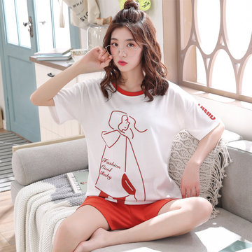 

New Pajamas Women's Season Cotton Short-sleeved Shorts Cartoon Cute Ladies Home Service Suits Can Be Worn, Sweet new style