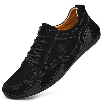 Men Leather Breathable Non Slip Casual Driving Shoes