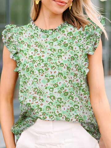 Ditsy Floral Frill Neck Blouse
