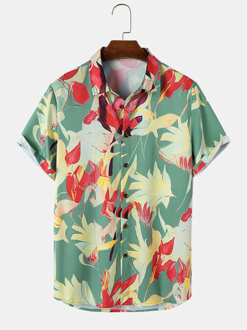 Chemises à imprimé de plantes tropicales