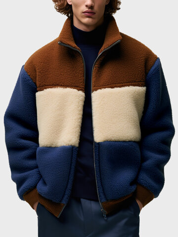 Colorblock Patchwork Fleece Jacket
