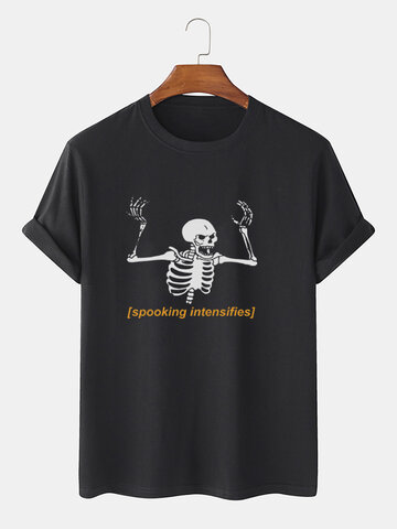 Skeleton Letter Print T-Shirts