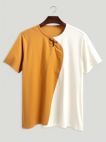 Zweifarbige Patchwork-T-Shirts