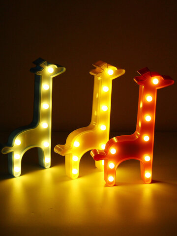 Cute Giraffe LED Night Light Wall Battery Lamp Baby Kids Bedroom Home Decor 