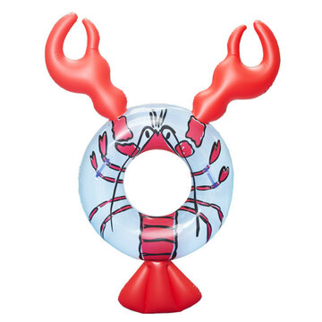 Anel de natação inflável de lagostim Cama flutuante para animais de montagem em água Rede de fileira flutuante vermelha Anel de natação super grande