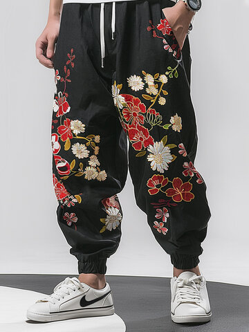 Estilo japonés floral Pantalones