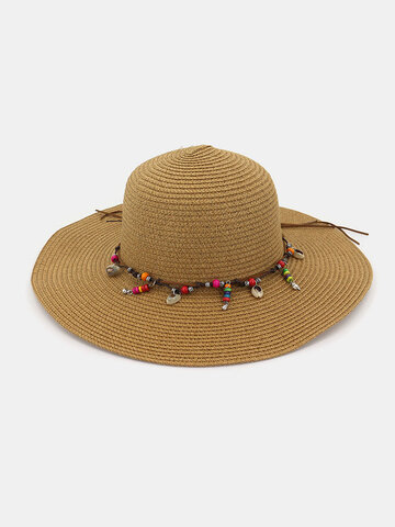 Women Summer Sunscreen Straw Hats Seaside Holiday Big Along Hat
