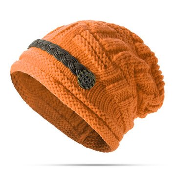 Women Knit Crochet Buttons Beanie Hat
