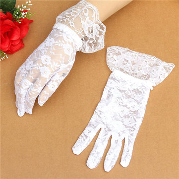 Women Sexy Lace Gloves Full Finger Prom Driving Costume Gloves