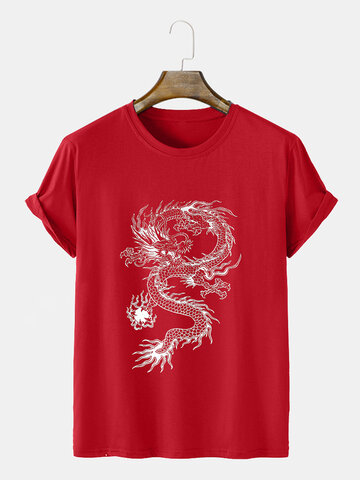 T-shirt con stampa cinese Drago