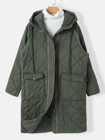 Solid Hooded Padded Puffer Coat