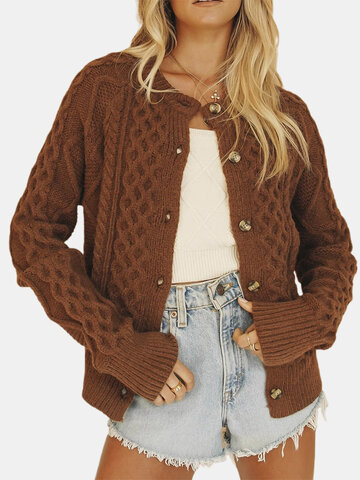Jacquard Button Sweater Cardigan