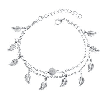 Double Layer Leaf Pendant Anklet