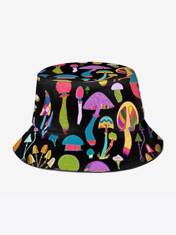 Collrown Women & Men Colorful Mushroom Pattern Print Bucket Hat