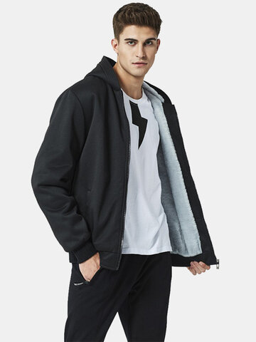 Thicken Solid Zipper Hooded Jackets