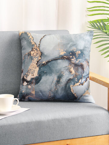 1PC Abstract Marble Stone Pattern Blue Grey Short Plush Pillowcase Throw Pillow Cover Sofa Home Car Cushion Cover