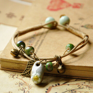 Bracelet réglable en perles de céramique 