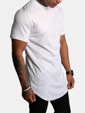 Sporty Stitching Plain T-Shirt