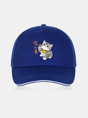 JASSY Unisex Cotton Polyester Cute Cat Print Baseball Cap