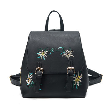 613 Live Special Embroidery Backpack Pu Leather Ethnic Style Fashion Flower Color Embroidered Backpack