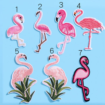 

Embroidery Flamingo Cloth Paste Sewing Embroidery Patch, Red