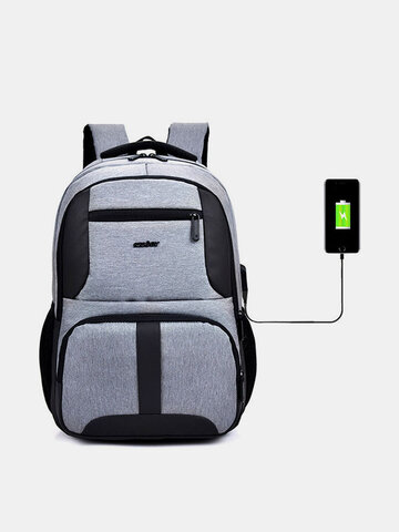 Nylon USB Charging Waterproof Business Large Capacity 15.6 Inch Laptop Bag Luggage Backpack