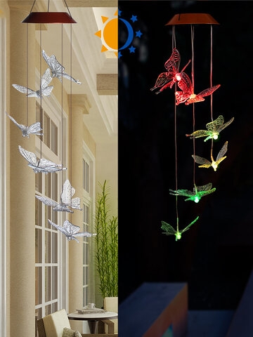 Solar LED Windspiel Schmetterling 