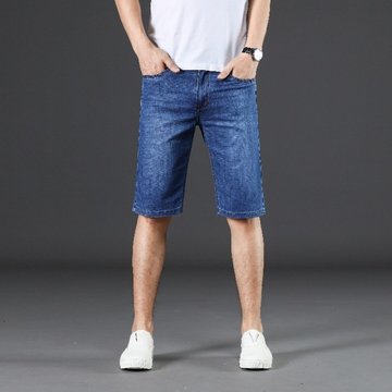 

Season Thin Section High Elastic 5 Points Denim Shorts Men's Slim Straight Elastic Five Points In The Pants Large Size Tide Men's Clothing