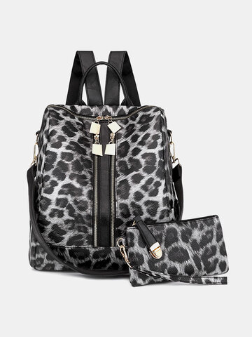 Cow Leopard Print Multi-Carry Backpack