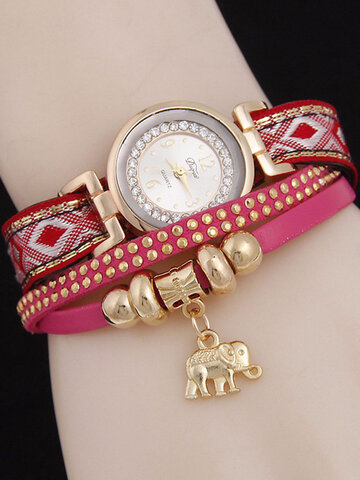Remaches de cuero Elephant Colgante Watch