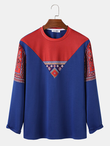 Patchwork-Sweatshirts mit ethnischem Muster