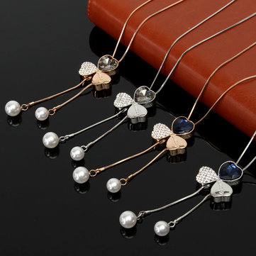 Женщины Vintage длинное цепочное ожерелье с кулоны Bowknot