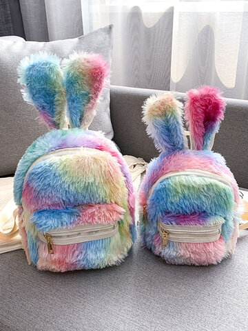 Multicolor Tie Dye Cute Rabbit Plush Backpack