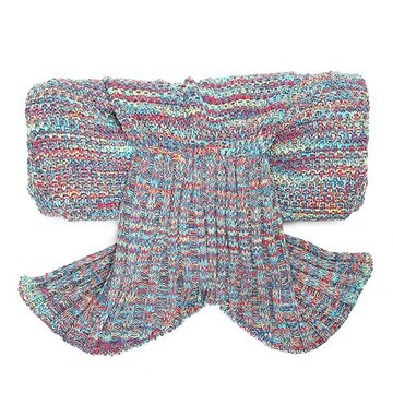180X90CM Yarn Knitting Mermaid Tail Blanket Air Conditioning Blanket Bed Mat Sleep Bag