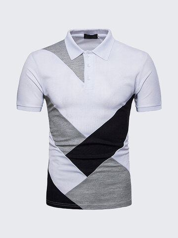 Stylish Patchwork Casual Golf Shirt