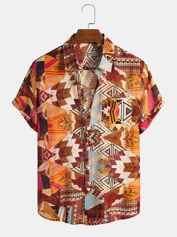 Camisas étnicas con estampado geométrico colorido