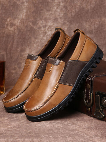 Men Comfy Moccasin Toe Leather Shoe