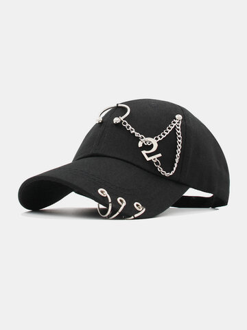 Unisex Chain Ring Decor Baseball Hat