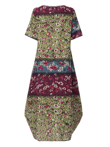 Floral Print Patchwork Baggy Dress