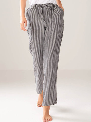 Plus Size Cotton Striped Long Pajamas Panty