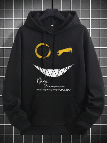 Funny Smile Letter Print Hoodies