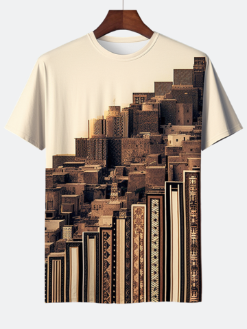 T-shirt con stampa di architettura etnica