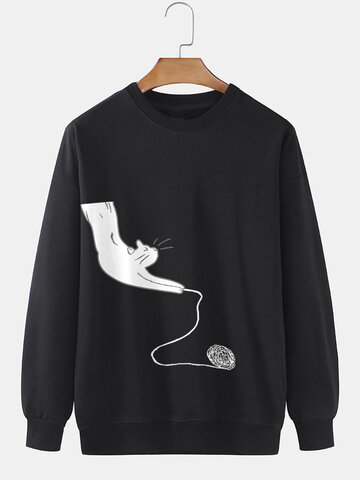 Cartoon Cat Print Sweatshirts