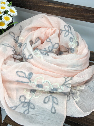 Bufandas de lino bordadas confort para mujer