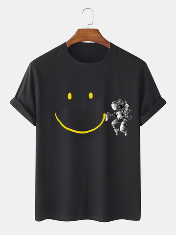 Smile Astronaut Print T-Shirts