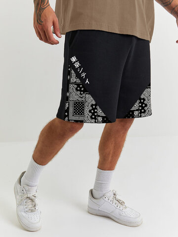 Pantaloncini patchwork con stampa etnica Paisley