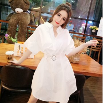 Loose Solid Color Short-sleeved Casual Dress