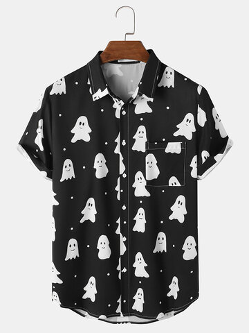 Camisas de Halloween con estampado de fantasmas en toda la prenda